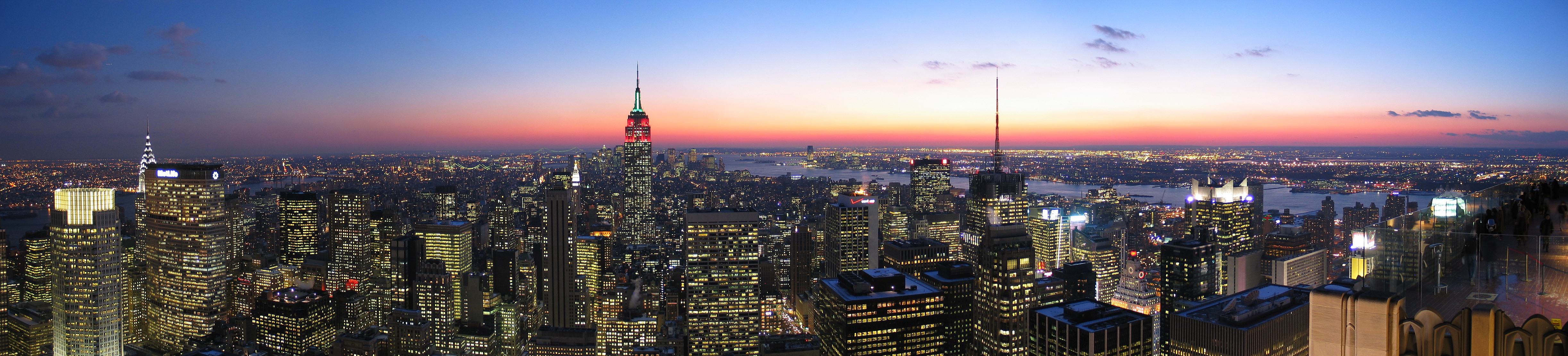 New york city buildings view at night